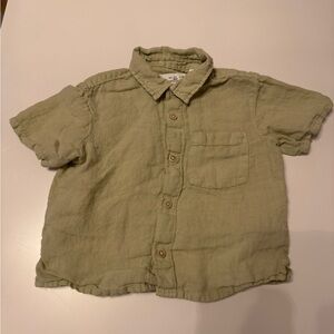 Zara Khaki green baby boy linen shirt